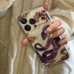 Matte Creative Phone Case Featuring a Purple Snake Design, Suitable for Both Men And Women, Compatible with iPhone Models 16, 15, 14, 13, And 12 Pro MAX, Made of Soft TPU for Drop Protection.