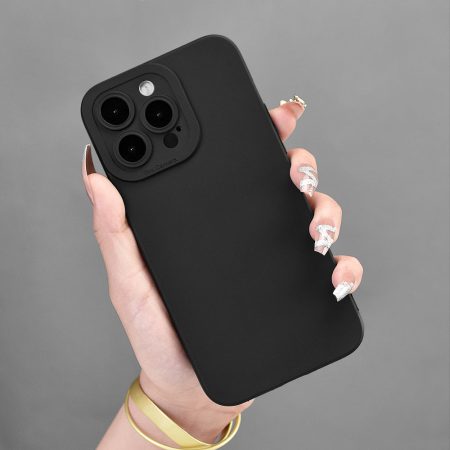 Pure Black Mobile Phone Case Full-Body Protection Shockproof Anti-fall TPU Soft Rubber Case Color: Transparent White Black for Men Women for iPhone 15 14 13 12 11 XS XR X 7 8 Mini Plus Pro Max SE