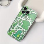 Green cute dinosaur silicone phone case, suitable for iPhone 16/ 15/ 14/ 13 series, shock absorption effect, protect the camera, not easy to yellow, transparent