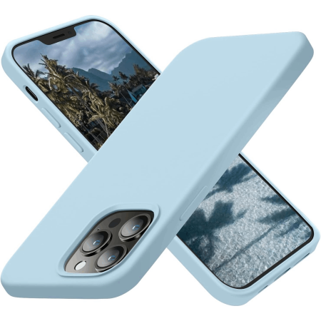 Designed for iPhone 13 Pro Max Case, Silicone Ultra Slim Shockproof Protective Phone Case with [Soft Anti-Scratch Microfiber Lining], 6.7 inch, Sky Blue