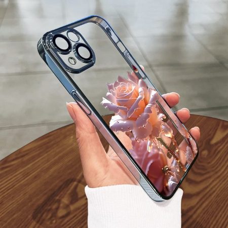 Premium Protective Phone Case with Floral Design, Soft Texture, Compatible with iPhone 11 to 16 Series, Including Protective Mirror Cover, Available in Seven Colors, Transparent, Light, Shockproof, Durable and Stylish