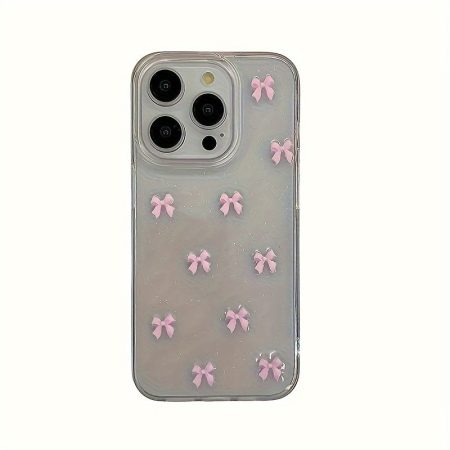 Adorable Pink Bow Drop Glitter Mobile Phone Case Compatible with Apple Phones for iPhone 16 15 14 13 12 Pro Max Plus MiNi 11 XR